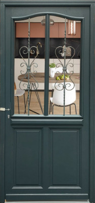 Porte d'entrée Bois Vitrée Sabrina gris RAL7016, H.215xl.90 Côte Tableau, p.droit
