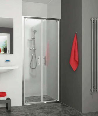 Porte à 2 battants EQUI 2BT hauteur 1.9 m largeur 75 cm profilé argent poli verre transparent EI2BT07519VPE 1406000481 ROTH
