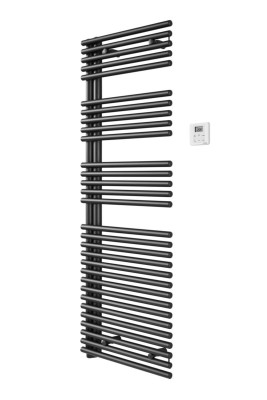 Sèche-serviette électrique Acova Cala Asymétrique  à gauche, commande radiofréquence RF, puissance 500W, hauteur 1186 mm, largeur 496 mm, Blanc RAL 9016 TLNL-050-50/GF ACOVA