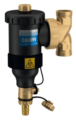 Pot de décantation orientable noir avec raccords à compression Ø22 DIRTMAG et anneau magnétique amovible - Caleffi THERMADOR