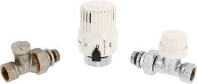Kit radiateur EUROPE 3 pièces - 1/2'' en laiton DN15 Droit TTE + CT15D + TR15N avec joint EPDM THERMADOR