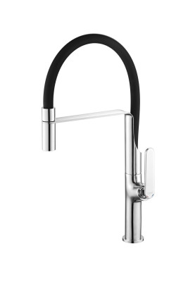 Mitigeur laiton 47x24 avec bec flexible pour évier Tubig chromé/noir THERMADOR