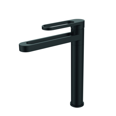 Mitigeur haut pour lavabo Neelu noir - vidage clic-clac ABS coupelle métal assortie hauteur 370 mm - diamètre 44 mm THERMADOR