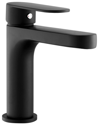 Mitigeur medium pour lavabo Wossa noir - vidage clic-clac ABS coupelle métal assortie - hauteur 360 mm THERMADOR