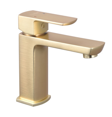 Mitigeur pour lavabo Dour laiton brossé - vidage clic-clac laiton assorti - hauteur 158 mm THERMADOR