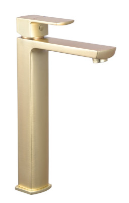 Mitigeur haut pour lavabo Dour laiton brossé - vidage clic-clac laiton assorti - hauteur 298 mm THERMADOR