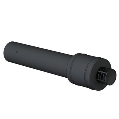 ELEMENT TERMINAL HORIZONTAL LONG NOIR Ø100/150 MM TWIN BIOMASS 