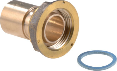 Raccord droit 2 pièces RC-2P-JPC-CU-C à joint plat compteur à braser sur tube cuivre D22 calibre 20 sous coque NF CD02035C CLESSE