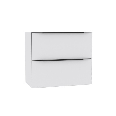Meuble sous vasque Alterna Plénitude partie droite longueur 70 cm, pour composition 140 cm 2 tiroirs profondeur 38 cm Blanc brillant chant noir et poignée noire ALTERNA