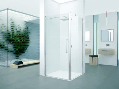 Porte de douche pivotante Young 1B 82 extensibilité 82-86Cm verre trempé transparent profilés silver Y21B82-1B NOVELLINI