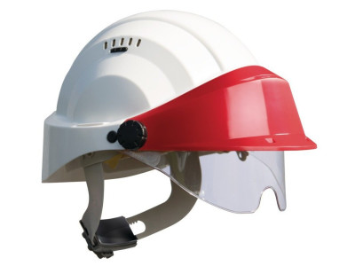 CASQUE ''ORIZON'' GRIS VISIERE ROUGE AVEC LUNETTE TALIAPLAST