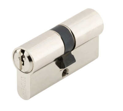 Cylindre à double entrée 5 goupilles 5G laiton nickelé 40x50 sur variure MV1mm - HERACLES - C100017MV