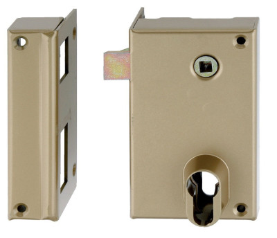 Coffre monopoint en applique pour cylindre européen vertical fouillot de 7 gauche or 75x130mm - HERACLES - MX-8817-02