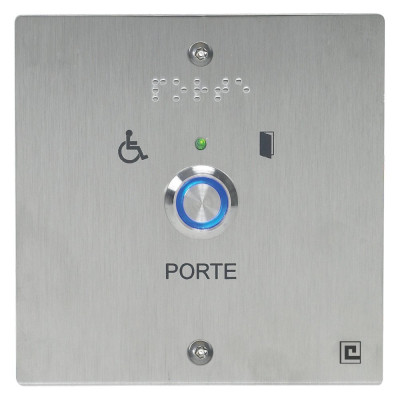 Bouton poussoir NO/NF sur plaque inox 40x100mm loi PMR  avec 2 vis anti-vandales - HERACLES - PL40NFLH