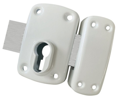 Verrou pour cylindre à profil européen 958E blanc sans cylindre - HERACLES - C5-95800EB