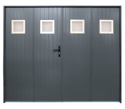 PORTE GARAGE BATTANTE 1960x2310 4 VANTAUX ALU BROSSE SOTHOFERM