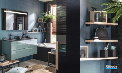 ENSEMBLE UNIQUE PLAN CERAM FACADE GLOSSY NOIR BRILLANT DELPHA