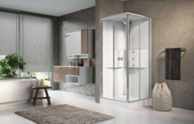 Cabine de douche standard Media 20 A 90x90 mitigeur mécanique en verre transparent blanc finition blanc réf. ME2A90M-1AA NOVELLINI