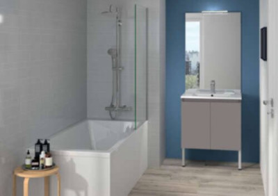 Meuble sous-vasque PRIMO SS POIG L600 2 portes et 2 pieds réglables Basalte A2389484 NEOVA