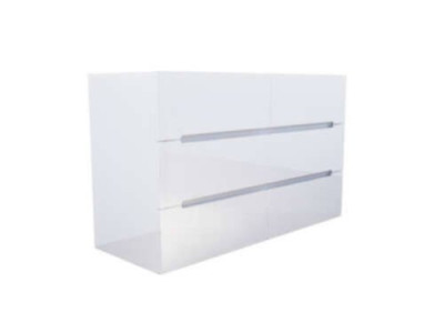 Meuble Bento L120 6 tiroirs - Blanc brillant - Poignées prise de main 179115100020 DECOTEC