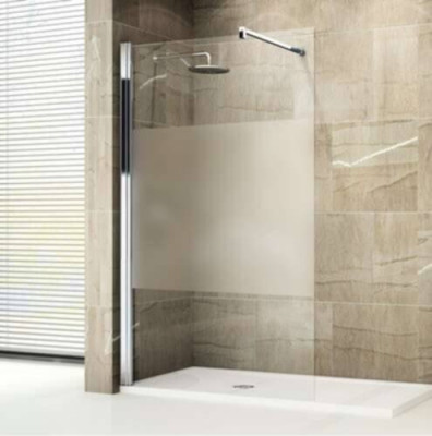 Paroi de douche GIADA H, 118 cm extensible jusqu'à 120 cm, fixe, réversible, en verre bande satin et profilé silver GIADAH120-44B NOVELLINI