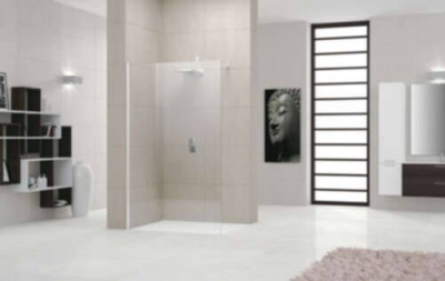 Paroi de douche GIADA H, 118 cm extensible jusqu'à 120 cm, fixe, réversible, en verre transparent et profilé blanc GIADAH120-1A NOVELLINI