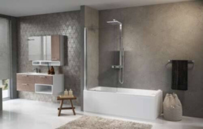 Pare-baignoire 1 porte pivotante à 180° réversible Aurora 1 70X150 Cm verre trempé transparent profilés chrome AURORAN170-1K NOVELLINI