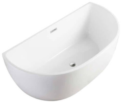Baignoire ilot murale MELINA 150 cm avec trop plein finition blanc brillant Réf. NA-4601-150 NOVEAQUA