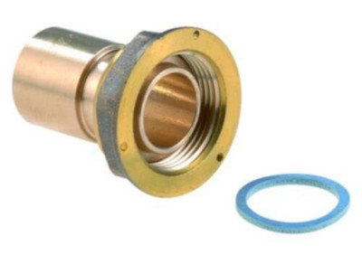 Raccord droit 2 pièces RC-2P-JPC-CU à joint plat compteur à braser sur tube cuivre D28 calibre 32 NF CD02037 CLESSE
