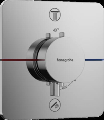 Façade ShowerSelect Comfort Q pour mitigeur thermostatique encastré avec 2 fonctions, Chromé 15583000 HANSGROHE