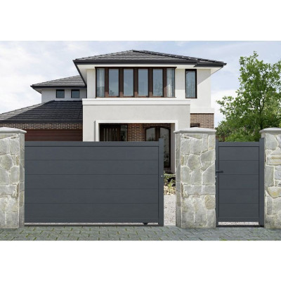 PORTAIL COULISSANT FERRARE 163x375 GRIS