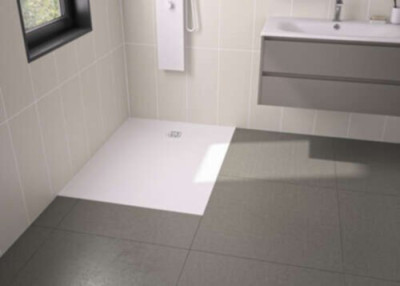 Receveur de douche Kineone 120x90 blanc, texture granit avec grille assortie RD986 KINEDO DOUCHE