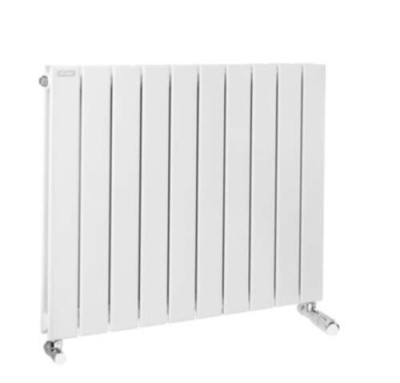 Radiateur eau chaude Acova Fassane vertical double, à éléments horizontaux, 528 W (dT50), Haut. 500 mm, Larg. 592 mm, 8 éléments, racc. excentré par le bas, Aller/Retour réversible, appareil réversible Haut/Bas, Blanc RAL 9016 Réf. HXD-050-060 ACOVA