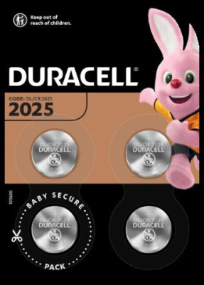 Lot de 4 piles bouton CR2025 - Duracell