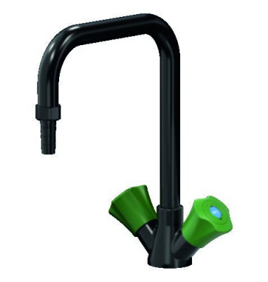 Mélangeur pour eau potable. Corps noir. Saillie 200 mm. Embout démontable Ø10 mm. Bec lisse fixe ou orientable. Flexibles avec gaine SPEX tressé inox 721201 PRESTO