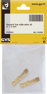 Lot de 2 raccords gaz mâles D5 mm à encliqueter pour torche GYS