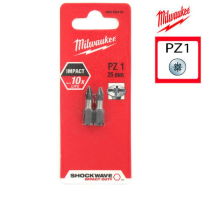 Lot de 2 embouts PZ1 Shockwave 25 mm MILWAUKEE