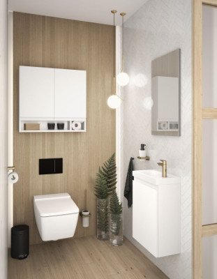 ARMOIRE TOILETTE 2 PORTES H55 P16 L100 GALET MAT DELPHA 