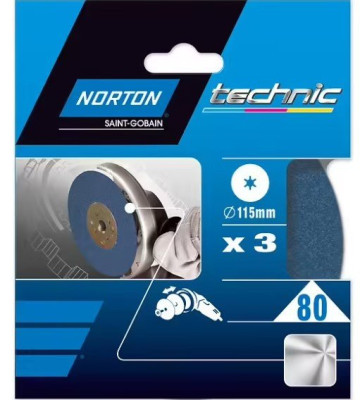 Lot de 3 disques fibre NORZON 115 x 22 grain 80 SAINT GOBAIN ABRASIFS