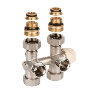 Robinetterie pour radiateur compacte et 6 orifices, systèmes monotubes, Thérafix réf : V2464EDWUY015 HONEYWELL 