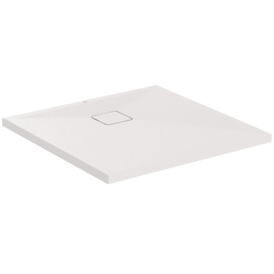 Receveur en matériau composite éco-responsable (résine et acrylique recyclables). Dimensions 80x80, ultra plat 3,5 cm d'épaisseur à poser, à encastrer ou à surélever. Blanc mat. Antidérapant classe C. Zéro ressaut T5426FO IDEAL STANDARD