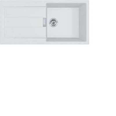 Evier TECTONITE SIRIUS 2 S2D 611-100,1 cuve, avec égouttoir réversible, finition blanc artic 842105 FRANKE