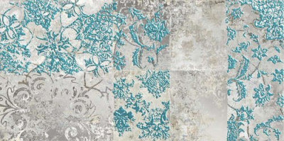 Grès cérame Arte Deco Nairobi damier bleu rectifié décor 30x60 cm ARTE