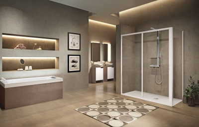 Paroi de douche Lunes 2.0 2P 120 extensible 120 - 126 cm verre trempé transparent blanc LUN2P120-1A NOVELLINI