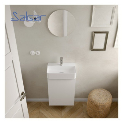Lave-mains AIDA L.45 x P.29 x H.10,6 cm sans siphon et bonde clic-clac finition blanc brillant 114533 SALGAR