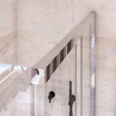 Paroi de douche Porte coulissante grande largeur 2 éléments (1 coulissant et 1 fixe gauche), Série MELINA,, largeur 100 cm, hauteur 205 cm, Profilé Argent POLI 1403041314 ROTH