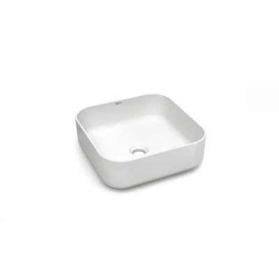 Vasque à poser carrée DINAN 40 en porcelaine L.38,5 x P.38,5 x H.13,5 cm finition Blanc brillant 4115 AQUATOP 
