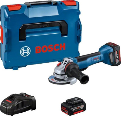 Meuleuse d'angle 18 V GWS 18V-10 P Professional 125 mm + 2 batteries 5 Ah + chargeur L-Boxx BOSCH 06019J4101