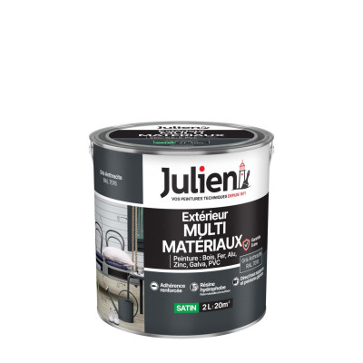 Peinture Multi-matériaux pour l'extérieur - noir 9005 - pot de 2 L JULIEN