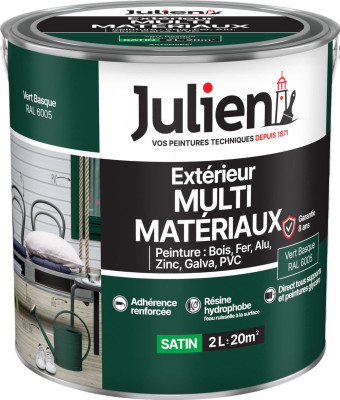 Peinture Multi-matériaux pour l'extérieur - vert basque 6005 - pot de 2 L JULIEN
